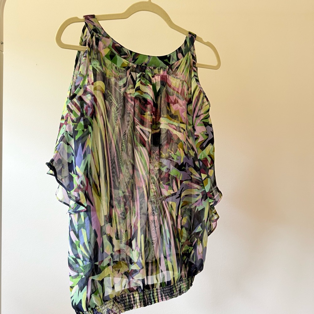 Jennifer López Multicolor Cold Shoulder Blouse - Picture 2 of 8
